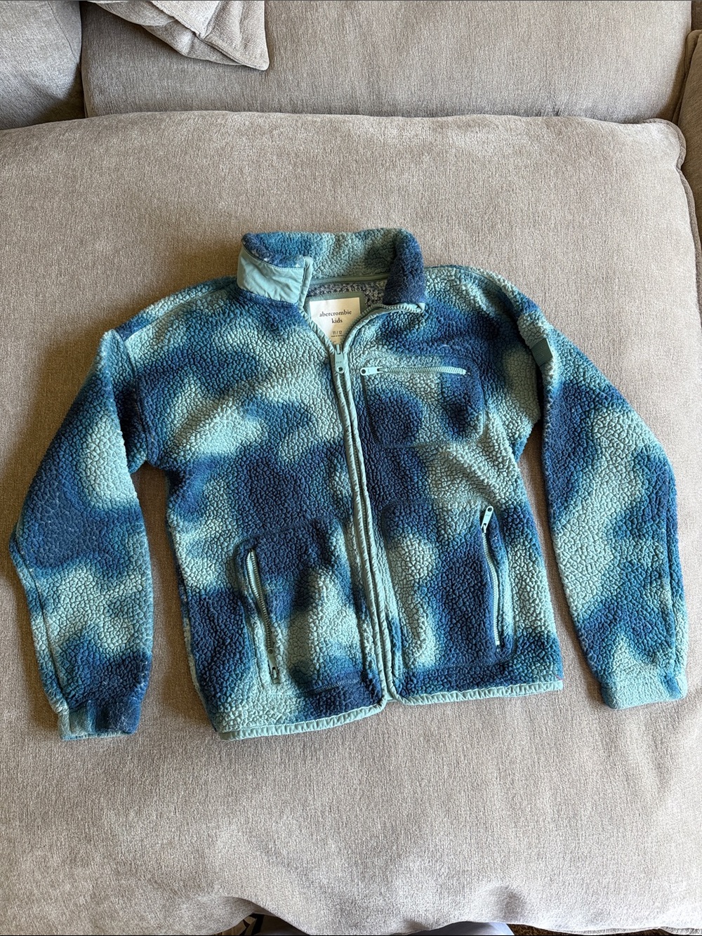 Abercrombie Kids Teal and Navy Sherpa Fleece Jacket